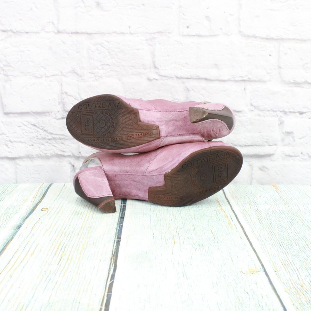 Sergio Tomani Pink Leather Ankle Strap Dress Pump Shoes Size 7.5 - 8 - Picture 9 of 9